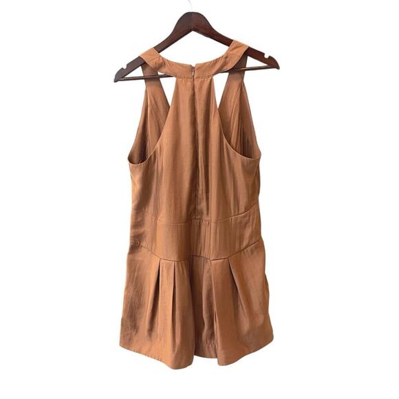 Anthropologie Sleeveless V-Neck Pinafore Romper Size Medium in Brown NEW - Picture 7 of 10